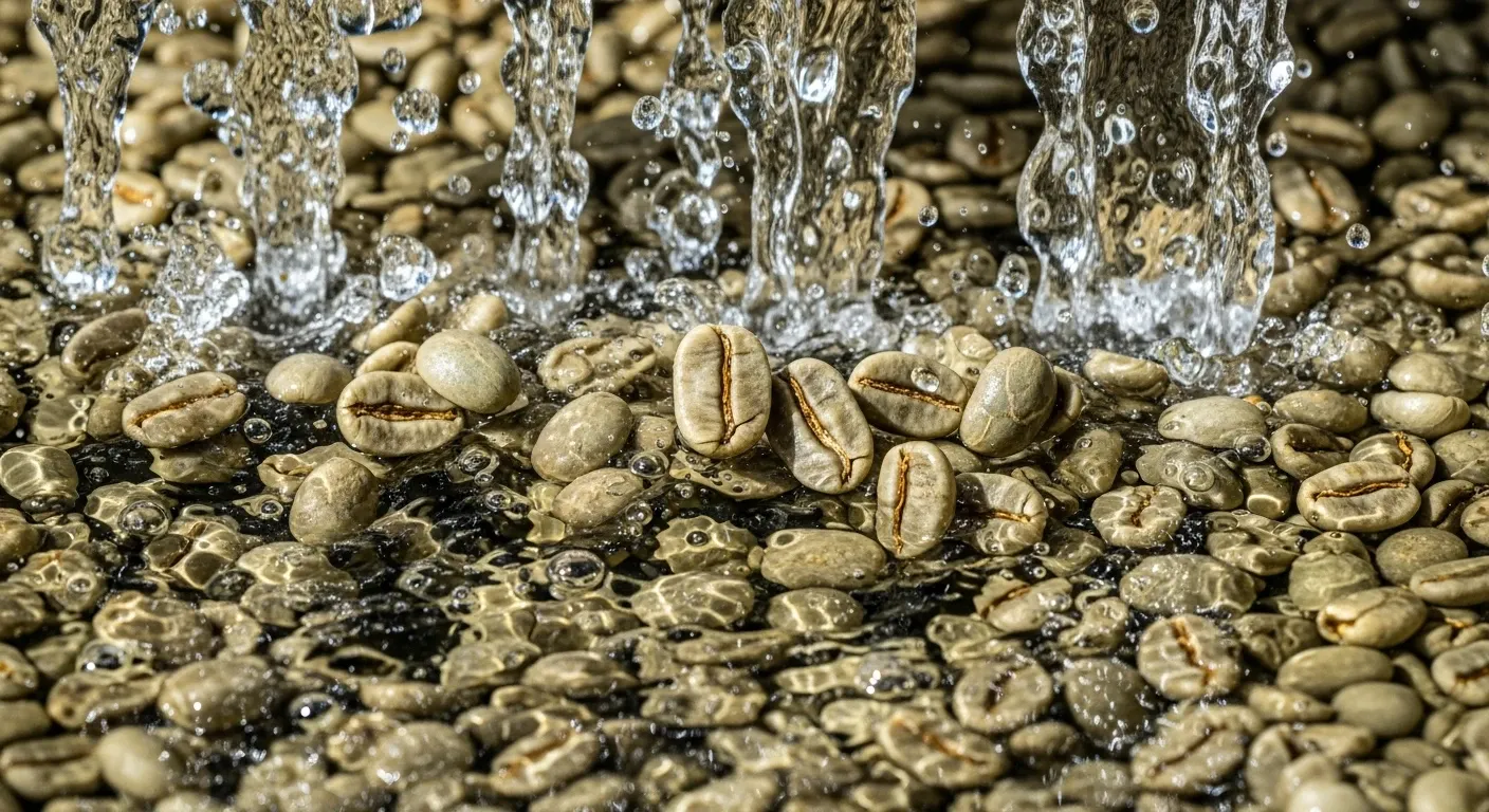 Granos de café limpios secándose después del lavado.