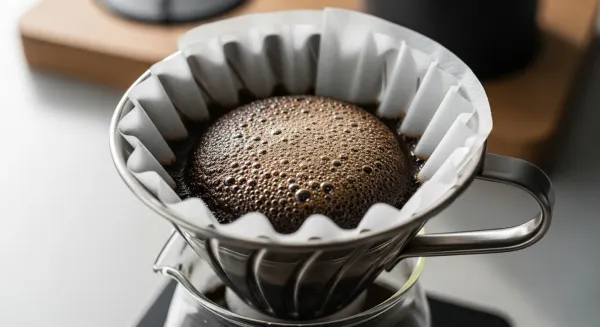 Cafetera Kalita Wave con su característico filtro de ondas.
