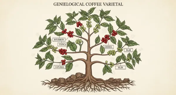 Árbol de variedades Bourbon, Typica y Geisha.
