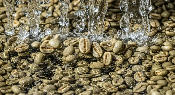 Granos de café limpios secándose después del lavado.